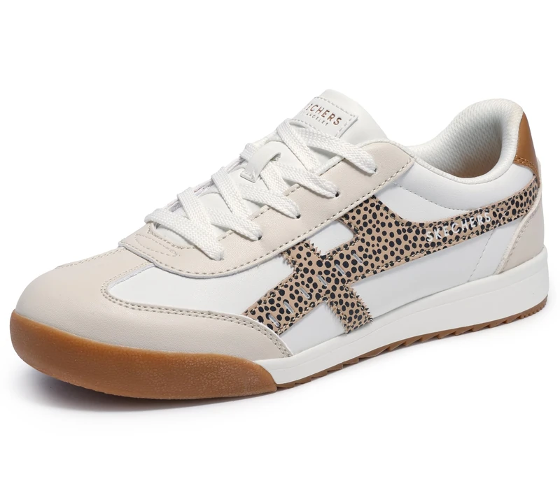 Skechers Women's Zinger-Concrete Safari Sneaker, White/Leopard, 6.5 UK