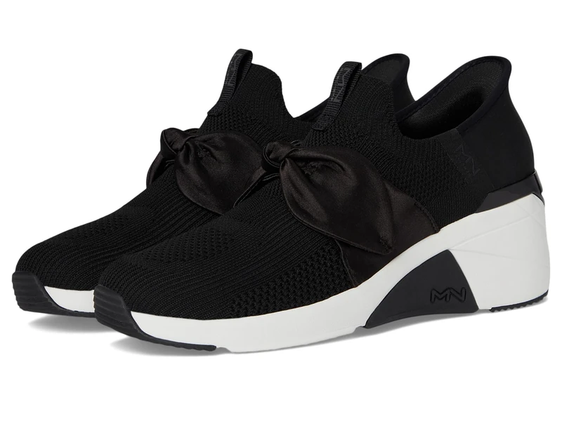 Skechers Women's A Wedge-Enzie Hands Free Slip-ins Sneaker, Black/Black, 8 UK