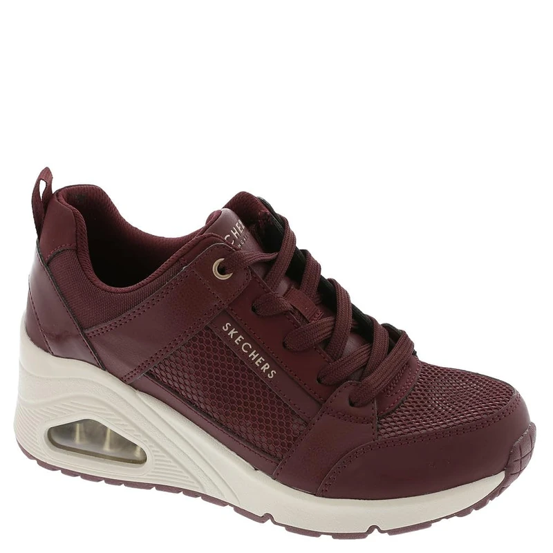 Skechers Women's Uno Wedge-Everything Nice Sneaker, Burgundy, 10
