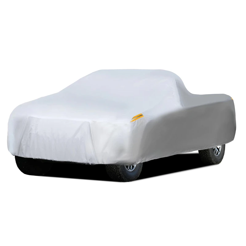 MORNYRAY Waterproof Car Cover All Weather Snowproof UV Protection Windproof Outdoor Full Truck Cover, Universal Fit for (Fit Truck Length 230-242 inch,All Silvery)