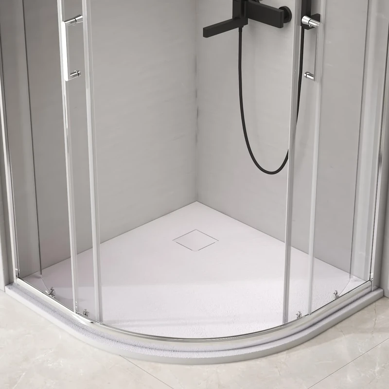 EMKE Shower Tray, 90 x 90 cm, Quarter Circle, Shower Tray, 90 x 90 cm, Quarter Circle Shower Tray, Flat Shower Tray, Non-Slip, Can Be Cut to Size, White