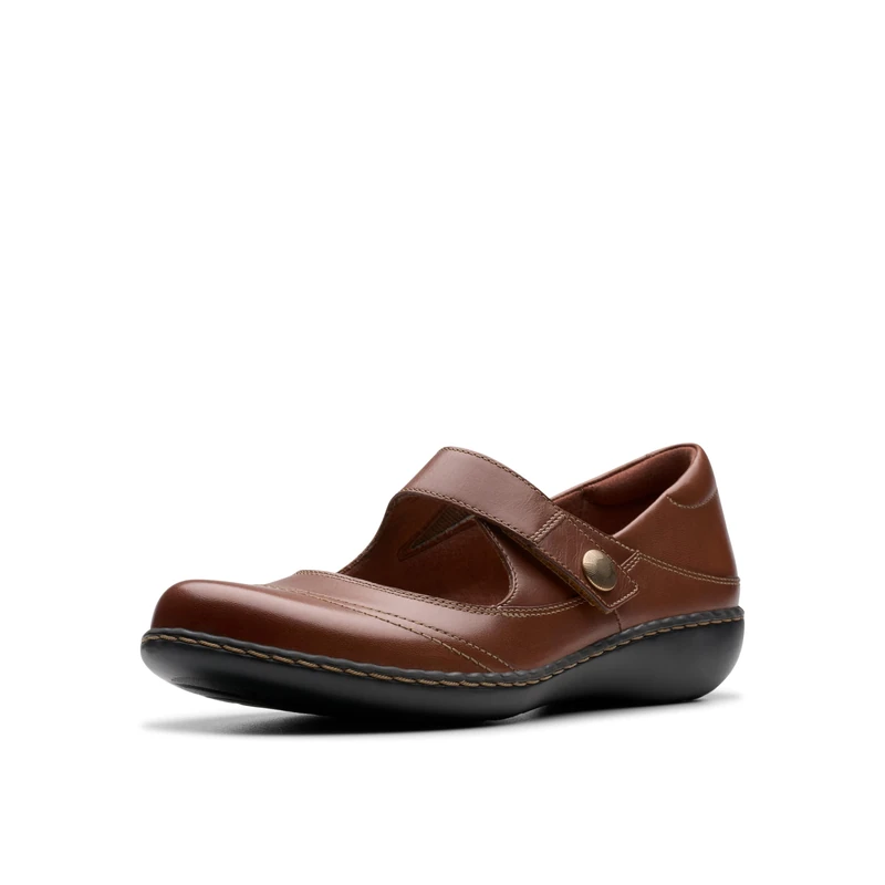 Clarks Women's Ashland Elayne Mary Jane Flat, British Tan Leather, 6 UK Wide