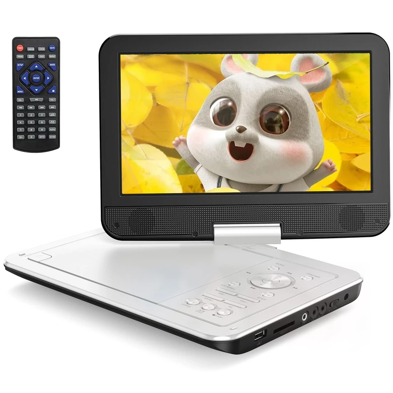 Yoton Portable DVD Player, 12.5 Inch with Rotatable 10.5 Inch LCD, 4~6 Hours Continuous Playback, Memory Recovery Function, Sync TV, for Car and Kids（White）
