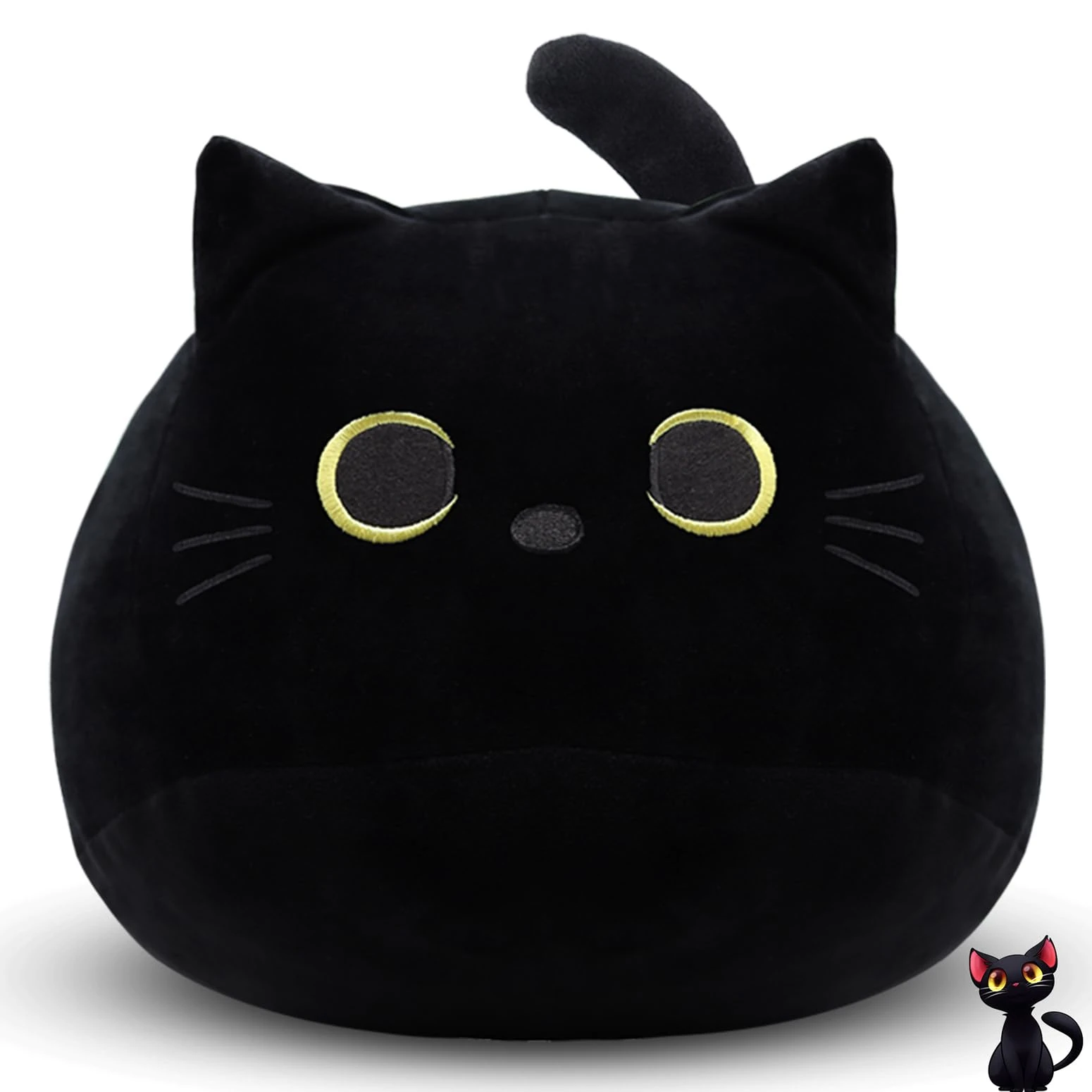 MUFEIRUO 30CM Black Cat Plush Pillow,Black Cat Stuffed Animals,Cute Kitten Plushie for Boys Girls,Kawaii Kitten Plush for Boys Girls Kids