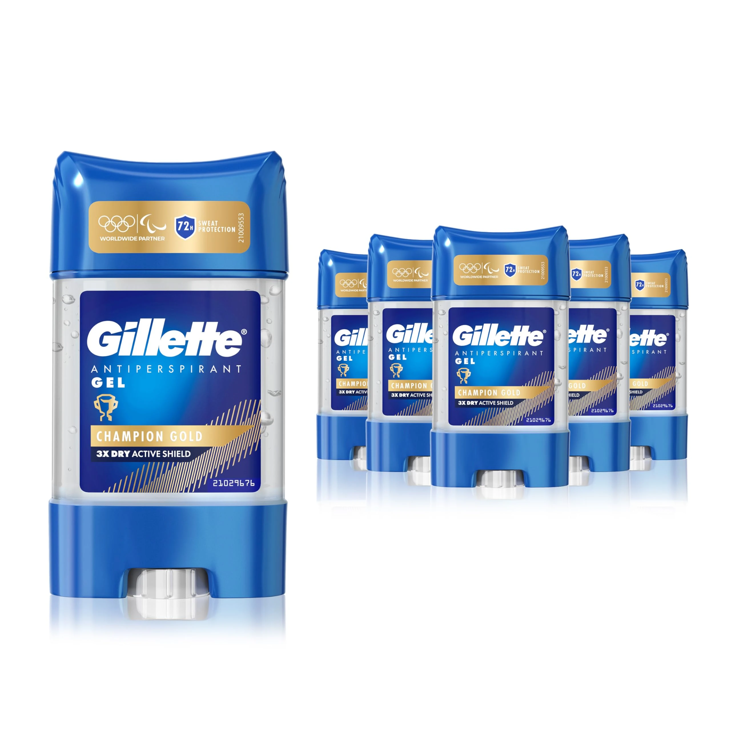 Gillette Clear Gel Champion Gold Antiperspirant & Deodorant For Men 70ml, 72 Hour Sweat And Odour Protection, Invisible x6