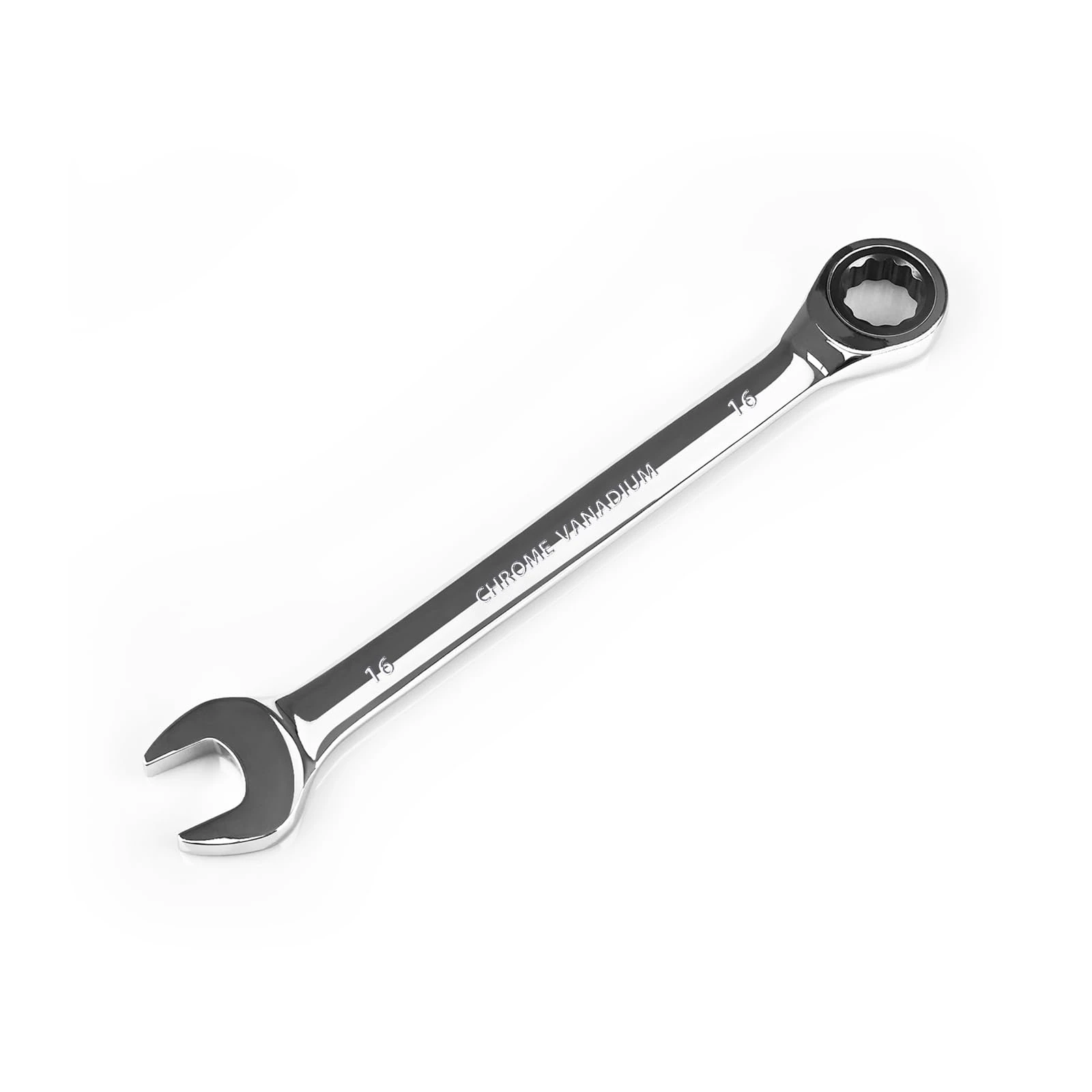 EGOFINE 16mm Ratcheting Combination Wrench Metric, Industrial Grade Gear Spanner with 12-Point Design, 72-Tooth Ratchet, Chrome Vanadium Steel
