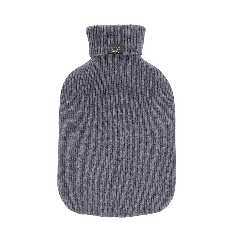 Fashy Hot Water Bottle with High-Quality Cashmere Knitted Cover Grey 2.0 L
