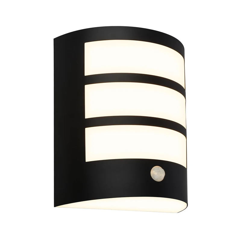 Briloner - Off Grid LED Wall Light with Motion Detector, Twilight Sensor, 20 Second Timer, Rechargeable Wall Light, Exterior Lighting, 18x15x7 cm, Black