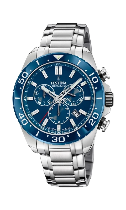Festina Swiss Made Mens Steel Chronograph Watch with Bracelet F20042/2