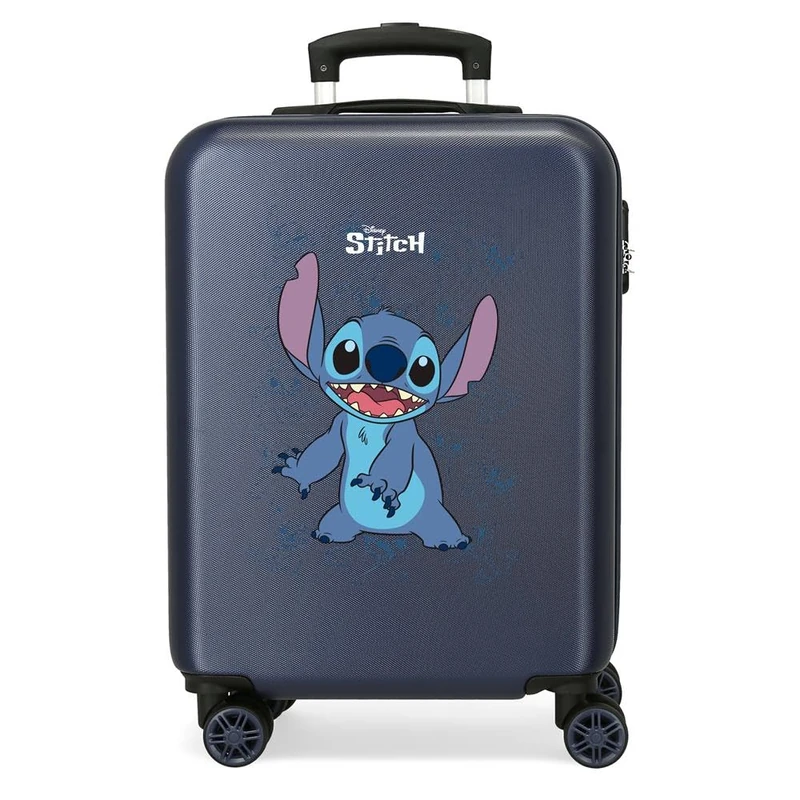 Disney Happy Stitch Cabin Suitcase Blue 38 x 55 x 20 cm Hard ABS Combination Lock Side 35L 2 kg 4 Double Wheels Hand Luggage, Blue, Cabin Suitcase