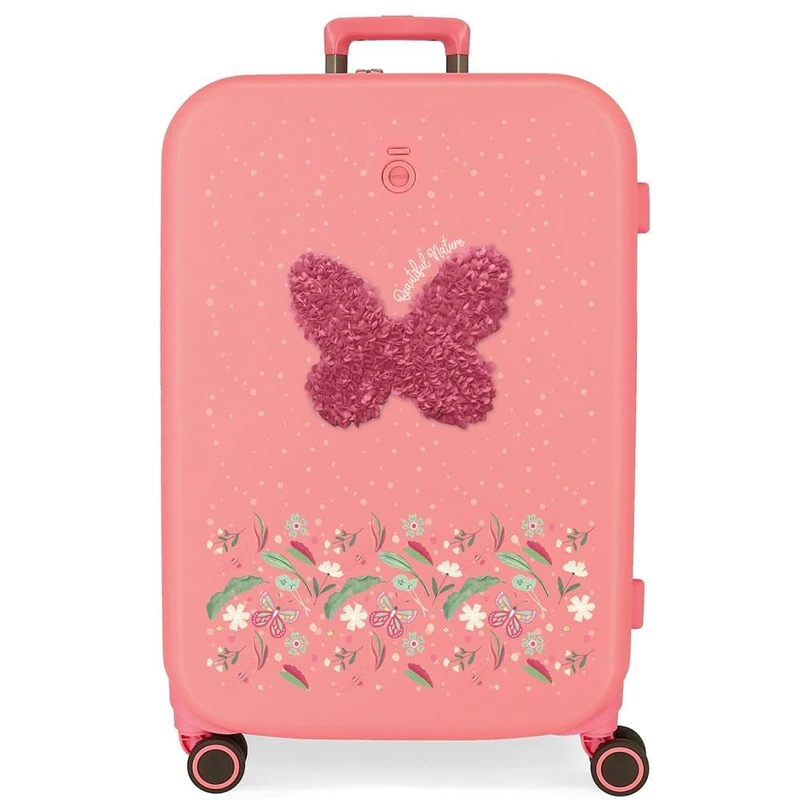 Enso Beautiful Natura Medium Suitcase Pink 48x70x28cm Hard ABS Closure TSA 79L 4.3kg 4 Double Wheels, Pink, Medium Suitcase