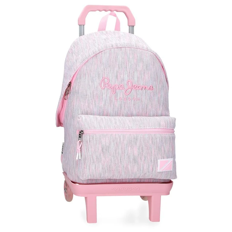 Pepe Jeans Miri School Backpack with Trolley Pink 31 x 42 x 17.5 cm Polyester 22.79 L by Joumma Bags, Pink, School Backpack with Trolley, Pink, School Backpack with Trolley