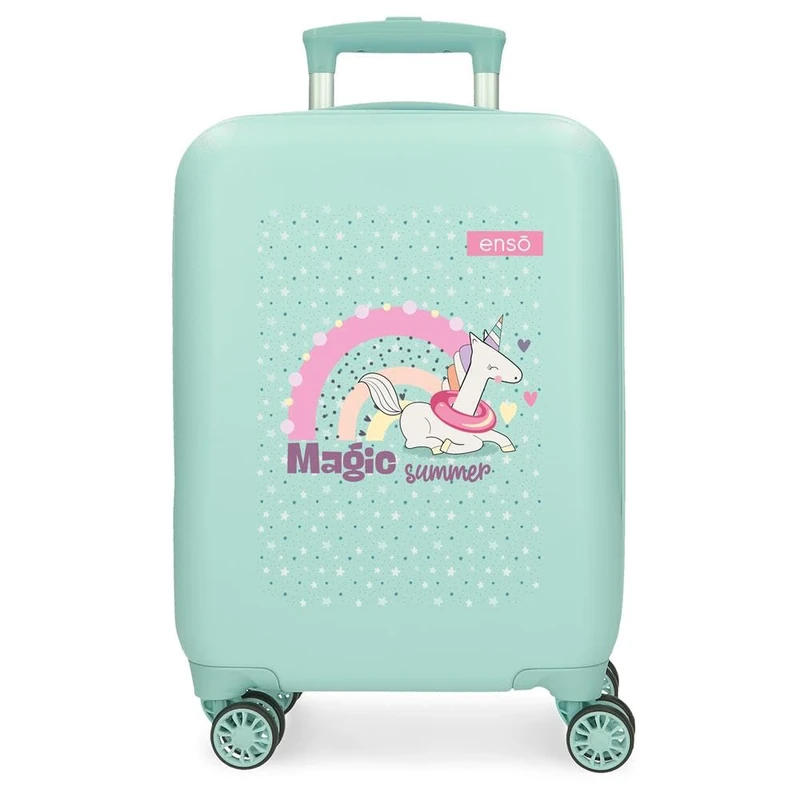 Enso Magic Summer Cabin Suitcase Blue 33 x 50 x 20 cm Hard ABS 33L 2 kg 4 Double Wheels Hand Luggage, Blue, Cabin Suitcase
