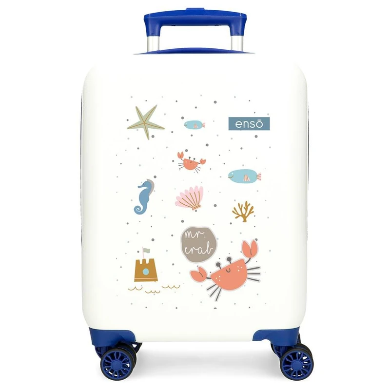 Enso Mr Crab Kids Backpack ABS Double Multi-Directional Swivel Wheels Side Combination Lock for Safe Travel Multiple Uses, White, 33 x 50 x 20 cm, Suitcase - Image 1