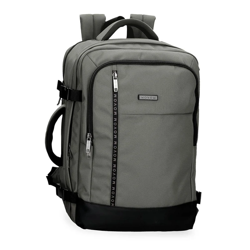 Movom Buster Cabin Backpack for Laptop 15.6" Grey 30x44x18cm Polyester with Faux Leather Details 23.76L, Grey, Laptop Cabin Backpack