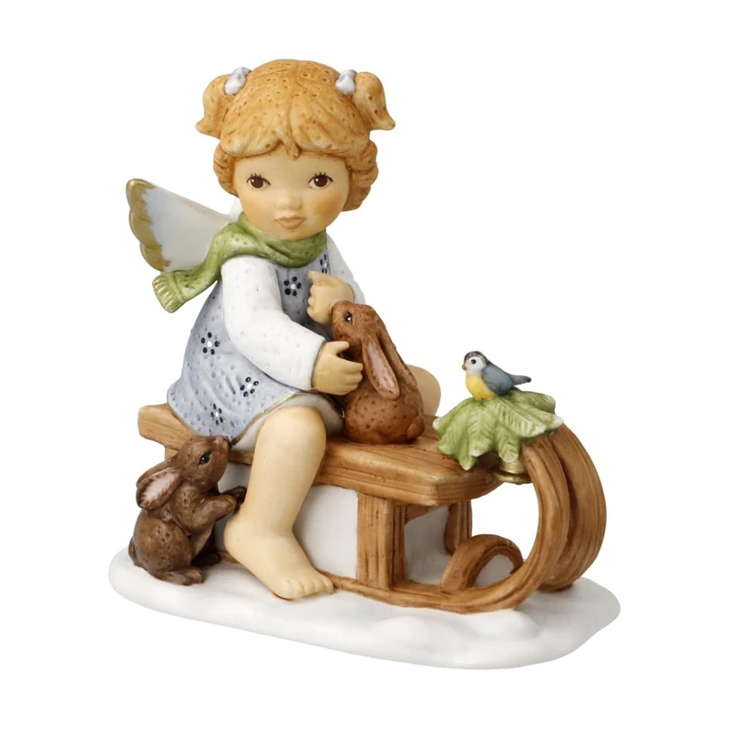 Goebel Angel Figurine Funny Sleigh Ride - Winter Angels Nina & Marco