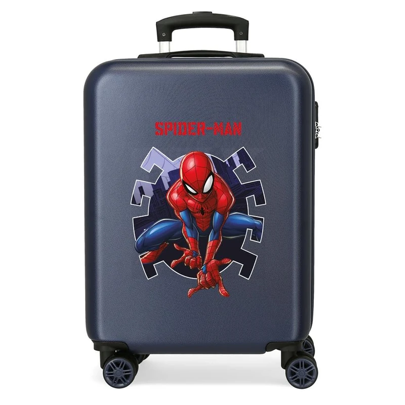 Disney Joumma Marvel Spiderman Attack Cabin Suitcase Blue 38 x 55 x 20 cm Hard ABS Combination Lock Side 35L 2 kg 4 Double Wheels Luggage Hand Luggage, Blue, Cabin Suitcase