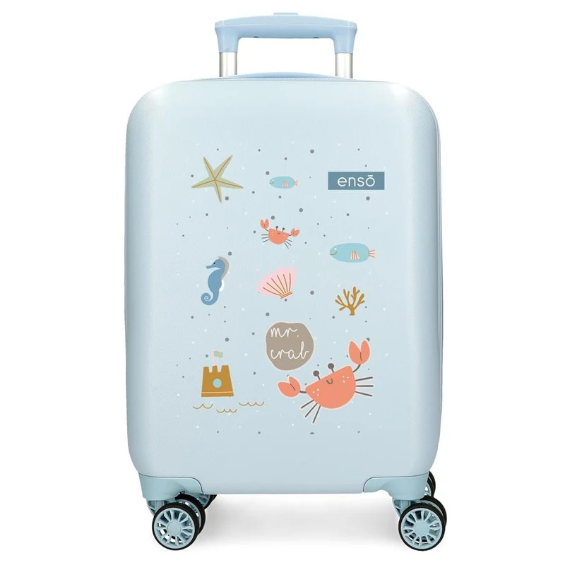 Enso Mr Crab Kids Backpack ABS Double Multi-Directional Swivel Wheels Side Combination Lock for Safe Travel Multiple Uses, Blue, 33 cm x 50 cm x 20 cm, Blue Suitcase
