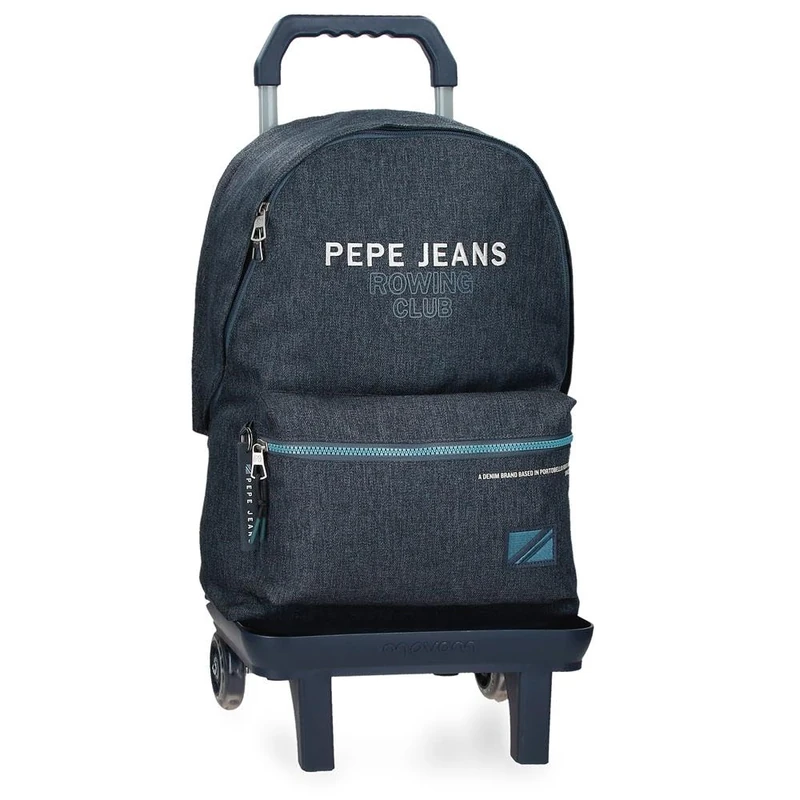 Pepe Jeans Edmon Casual Backpack Hiking Backpack Polyester Wide Ergonomic Padded Shoulder Straps Multiple Pockets and Compartments Pink By Joumma Bags, blue, Backpack 44 + Trolley