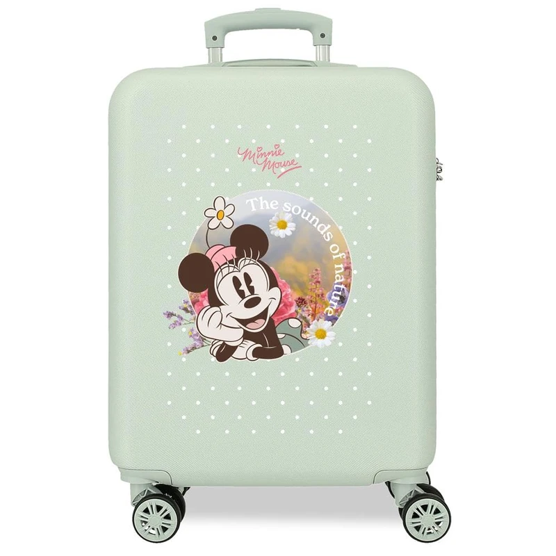 Joumma Disney Minnie Wild Nature Cabin Suitcase Green 38 x 55 x 20 cm Hard ABS Combination Lock Side 34L 2 kg 4 Wheels Hand Luggage, Green, Cabin Suitcase