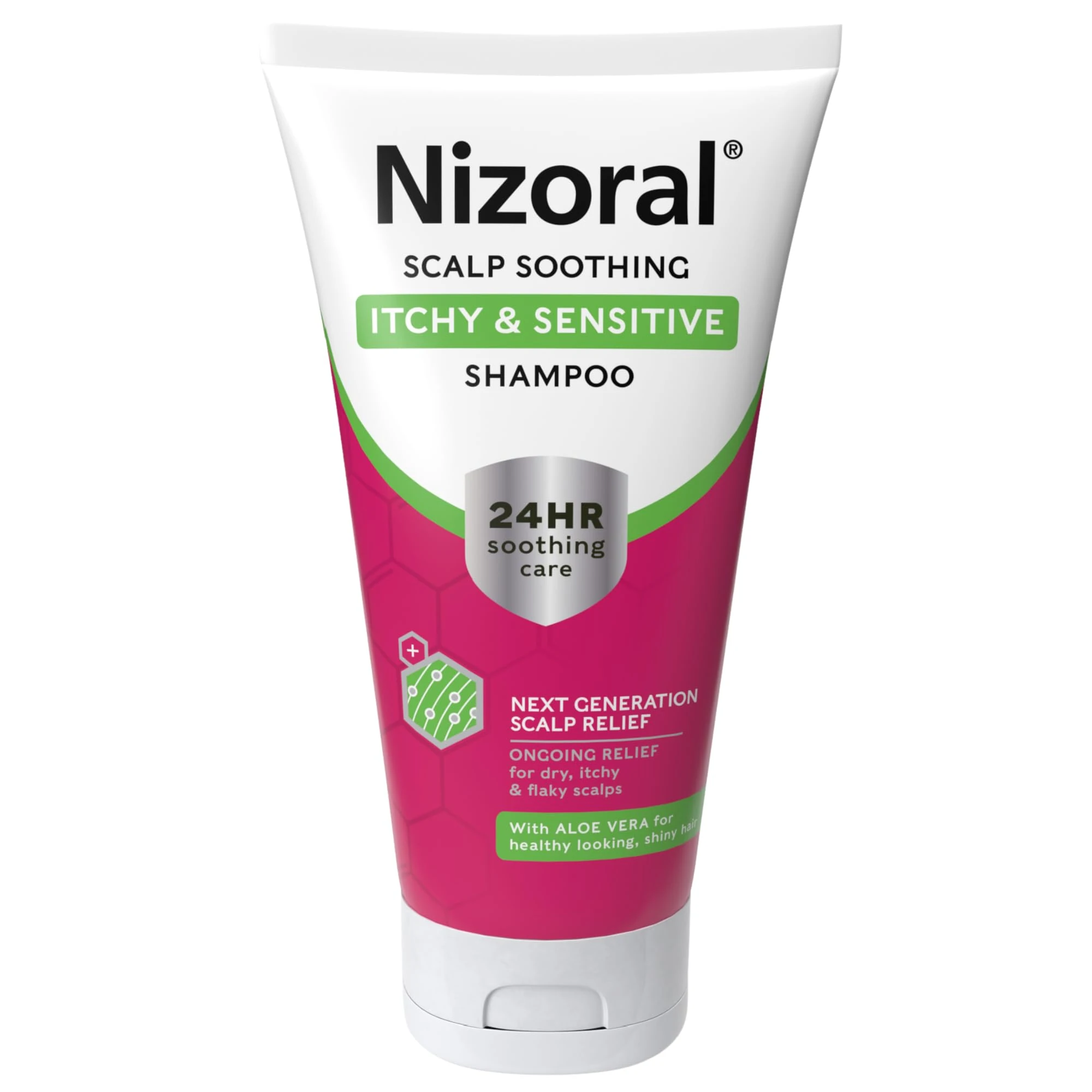 Nizoral Scalp Soothing Itchy & Sensitive Shampoo, 24 Hour Soothing Care, Ongoing Relief for Dry, Itchy and Flaky Scalps, For Healthy Looking, Shiny Hair, Contains Aloe Vera, 1 x 200ml