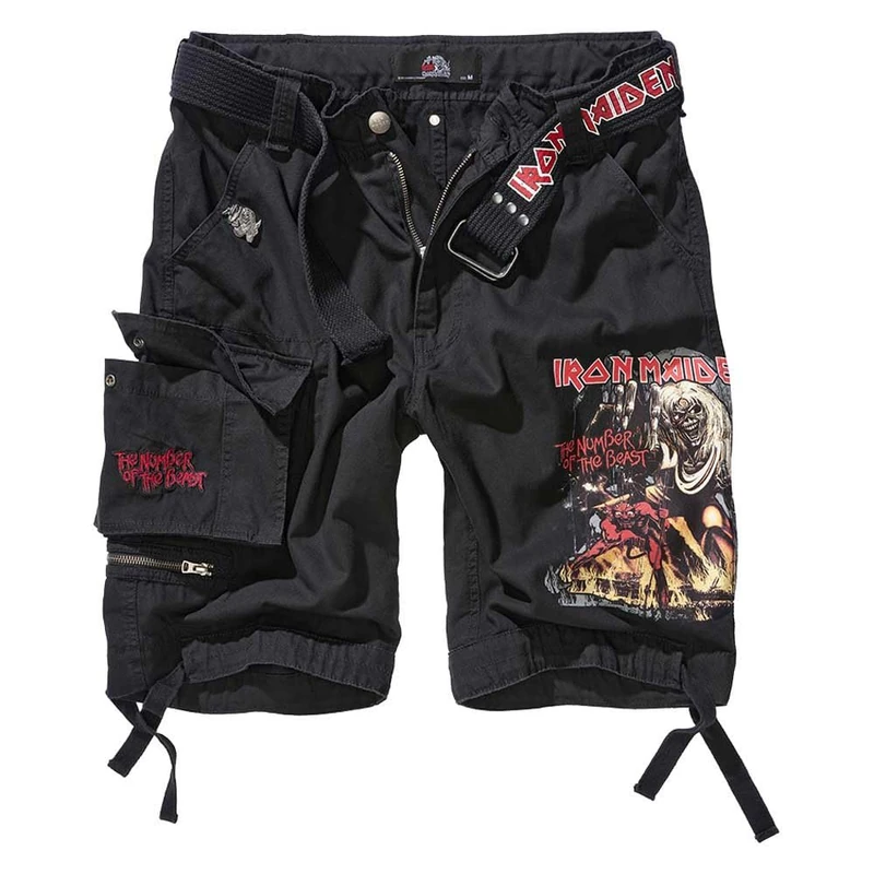Brandit Unisex's Iron Maiden Savage Shorts The Number of The Beast Black Edition Cargo, 7XL