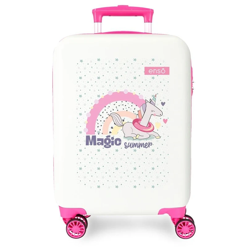 Enso Magic Summer Children's Suitcase, Made of ABS, Multi-Directional Double Wheels, Multiple Ways to Use It, White, 33 cm x 50 cm x 20 cm, Suitcase - Image 1