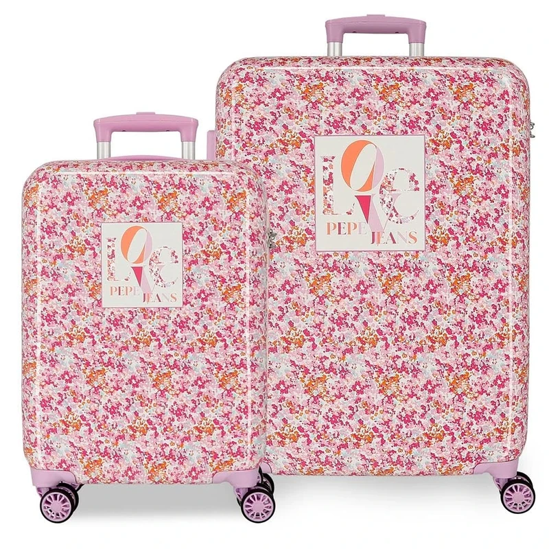 Pepe Jeans Sandra Luggage Set Pink 55/68 cm 0 ABS 84,86L 6.6 kg 0 Hand Luggage by Joumma Bags, Pink, Suitcase Set