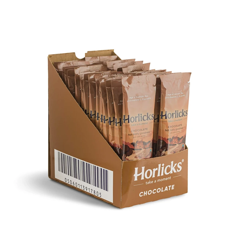 Horlicks Malted Chocolate Sachets (Pack of 30) - Just add water, Horlicks Chocolate Malted Milk Powder. High in Calcium, Zinc, Vitamin C, Vitamin D & Vitamin B12.