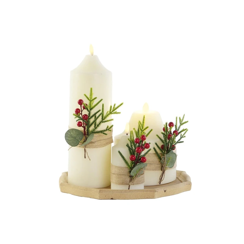 LED Sail Set of 4 Madera Wax 7X7X15 2AA with Mando - Image 1