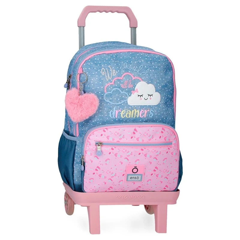Enso Dreamer Kids Backpack School Backpack Polyester Double Multi Directional Swivel Wheels Multi Purpose, Blue, Rucksack 44 + Trolley, Backpack 44 + Trolley - Image 1