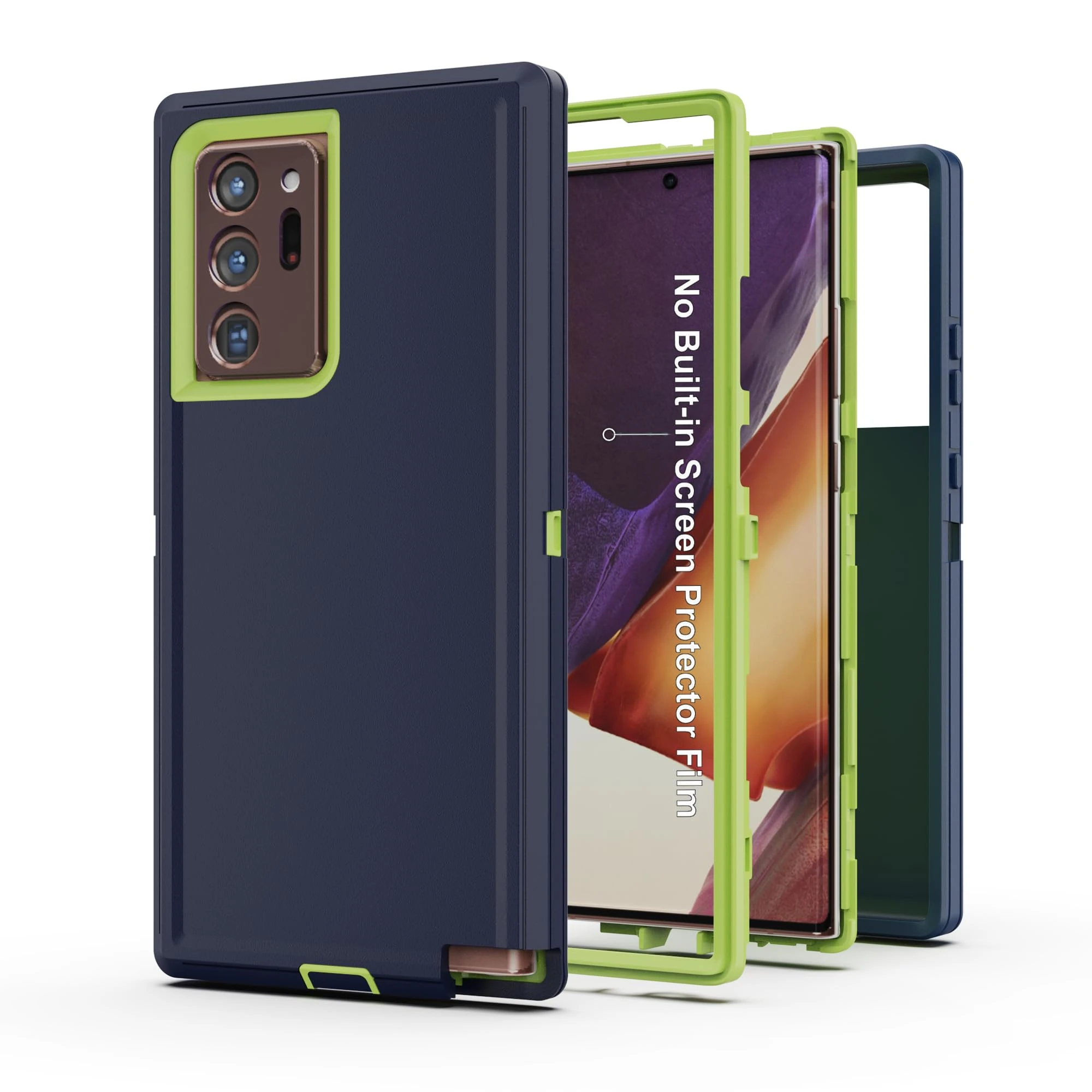 AWZHYDT for Samsung Note 20 Ultra Case, Heavy Duty Drop Protection Full Body Rugged Shockproof/Dustproof [3 in 1] Military Grade Tough Durable Phone Cover for Galaxy Note 20 Ultra(Dark blue/Green)