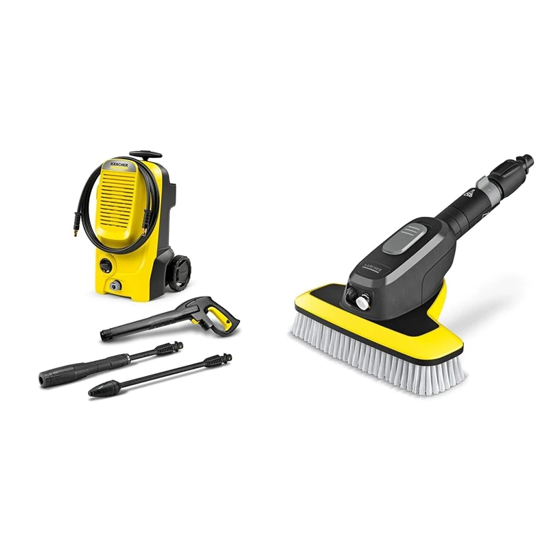 Bundle of Kärcher K 5 Classic Pressure Washer + Kärcher WB 7 Plus 3-in-1 Corded Electric Wash Brush, 3 Functions: Foam Jet, High-Pressure Flat Spray Nozzle, Soft Brush