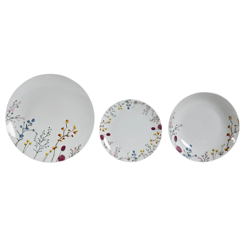 Dinner Set 18 Porcelain 27X27X3 Flowers Multicolor - Image 1