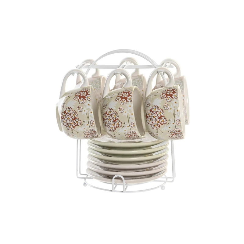 Cafe Set of 6 Dolomite Metal 20 x 18 x 20 cm, 180 ml, Green