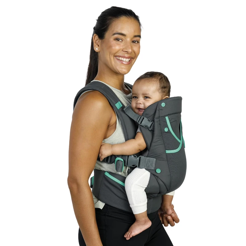 Infantino Carry On Active Baby Carrier, Ergonomic Multi-Pocket Baby Carrier for Newborn to Toddler 3.63-18.14kg with Padded Straps, Lumbar Belt Storage, Registry Essential, Grey