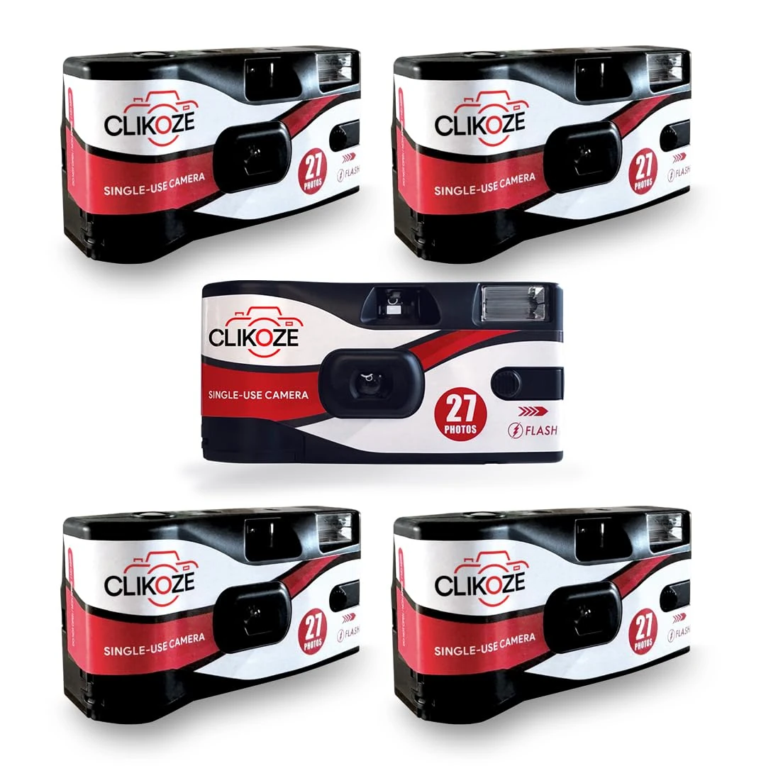 Clikoze Disposable Camera with 27 Exposures, Ultramax ISO 400 35mm Film Single-Use Camera with Flash 5 Pack