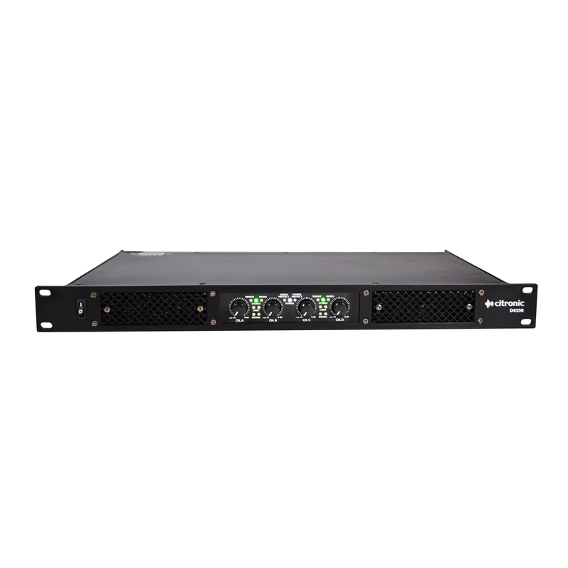 Citronic | 4 Channel Power Amplifier For Permanent or Mobile Installations 1U Rack Mountable Quad Amplifier | 4 x 350W Full Audio and Power Protection with Peak Limiter