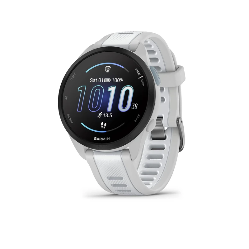 Garmin Forerunner 165 Music GPS 43mm Running Smartwatch, Lightweight, AMOLED Touchscreen, Advanced Training & Insights, Safety & Tracking Features, up to 11 days Battery Life, Whitestone