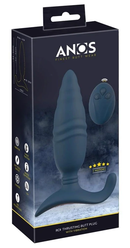 Anos RC Thrusting Shock Function Anal Vibrator Blue 4.1 cm