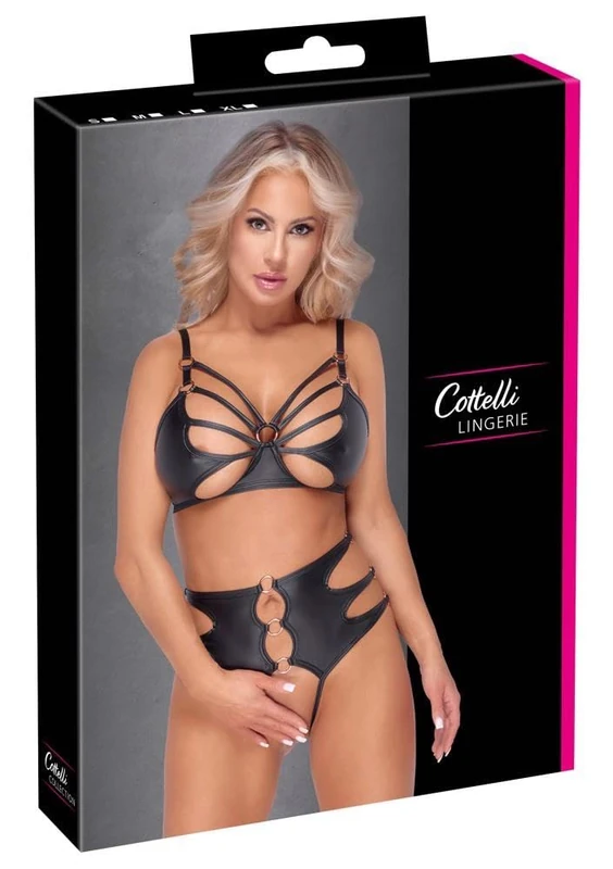 Cottelli Lingerie Women's Bra Set Rings Black XL