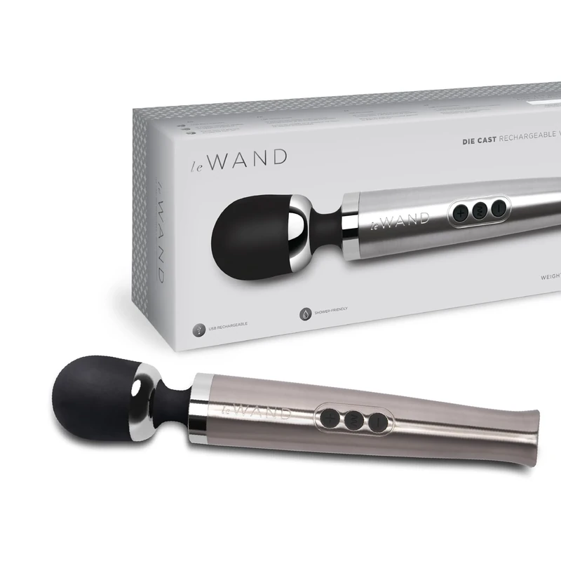 Le wand Die Cast Rechargeable Vibrating Massager Silver 29 cm