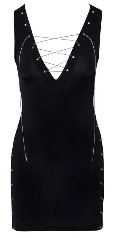 Cottelli Party Women's Dress Lacing Black/Silver XL