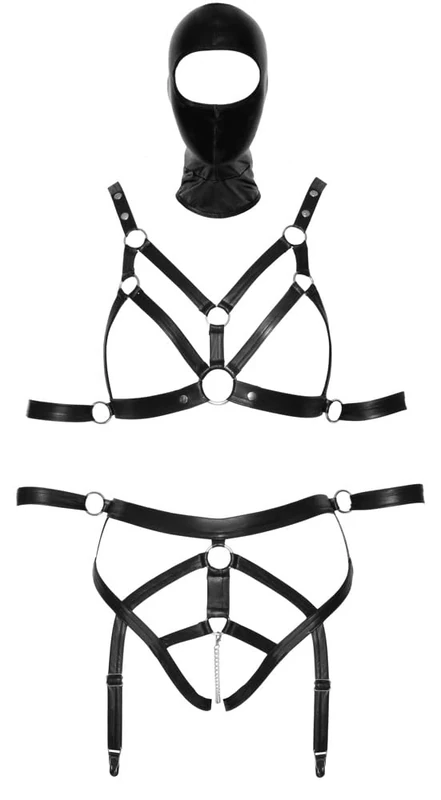 Bad Kitty Women Strap+Mask Set Black S