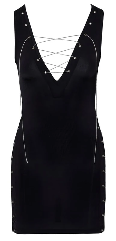 Cottelli Party Women's Dress Lacing Black/Silver M