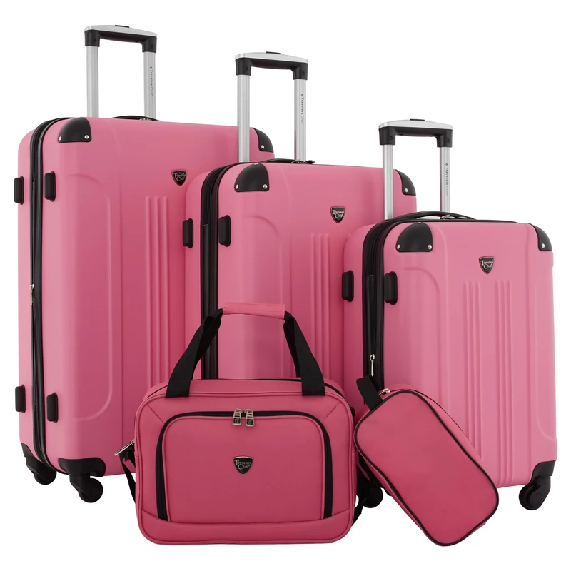 Travelers Club Chicago Hardside Expandable Spinner Luggage, Hot Pink, 5 Piece Set, Chicago Hardside Expandable Spinner Luggage