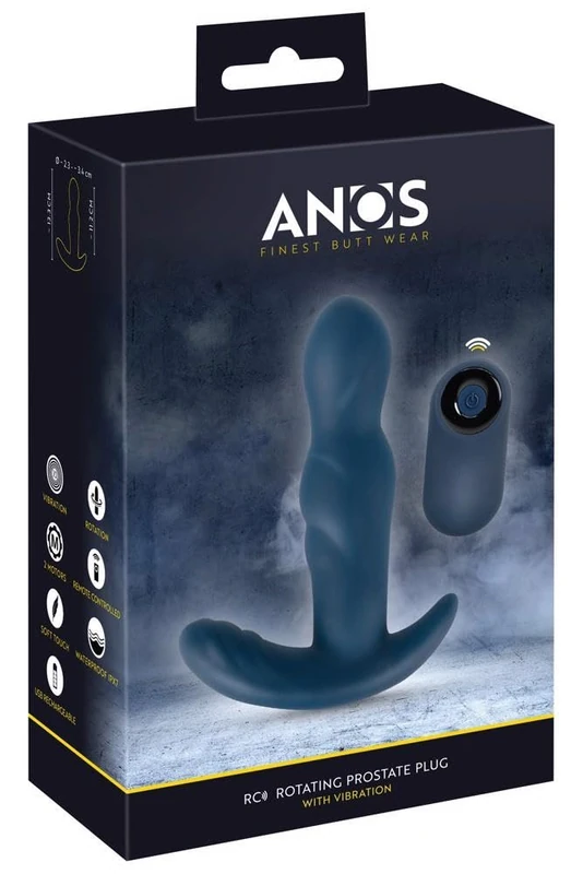 Anos RC Rotating Prostate Plug with Vibration Blue 13.3 cm