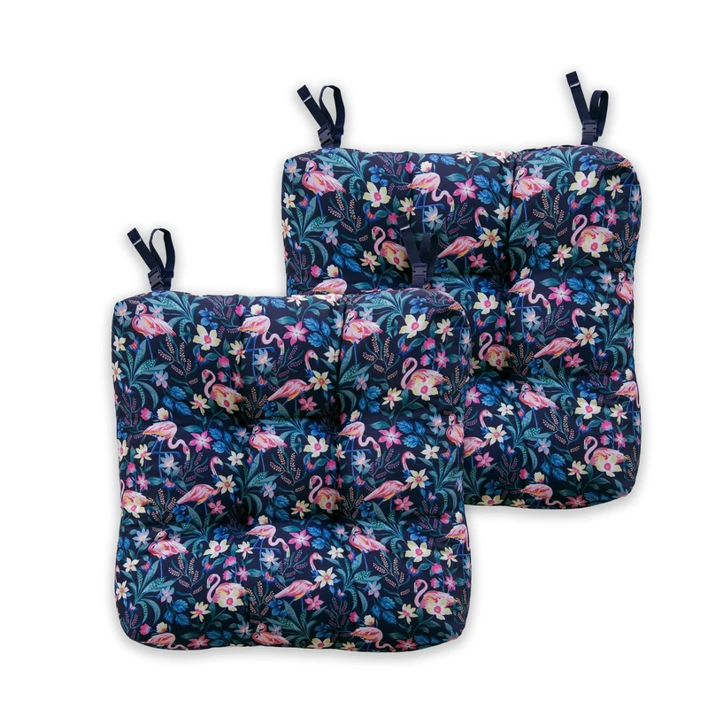 Classic Accessories for Vera Bradley Water-Resistant Patio Chair Cushions, Flamingo Garden
