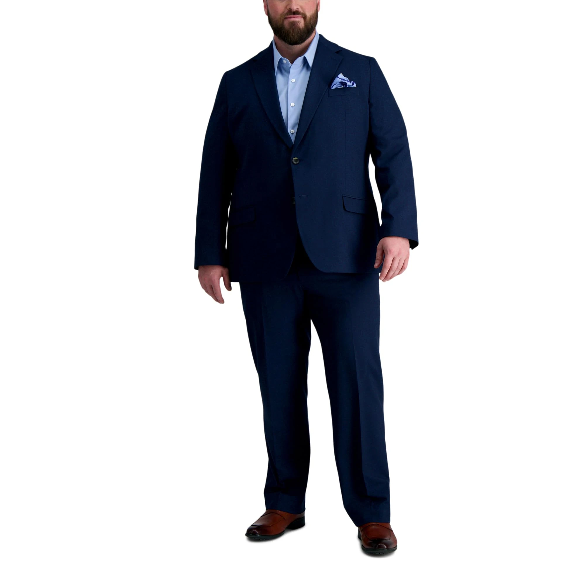 Haggar Men's Premium Tailored Fit Solid Suit Separates-Pants (Regular and Big and Tall), Blue Bt-Jacket, 48W / 30L