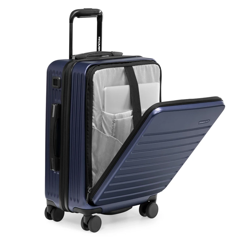 Traveler's Choice Mykel Front Pocket Polycarbonate Hardside Carry-on Suitcase with Sleeve and Ergonomic Handle, Navy, Carry-On 22-Inch, Mykel Front Pocket Polycarbonate Hardside Carry-on Suitcase With - Image 1